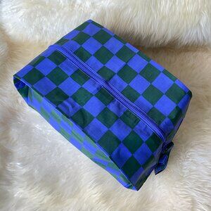 NWOT Baggu 3D Zip Pouch Large - Iris Green Check (Jewel Checks)